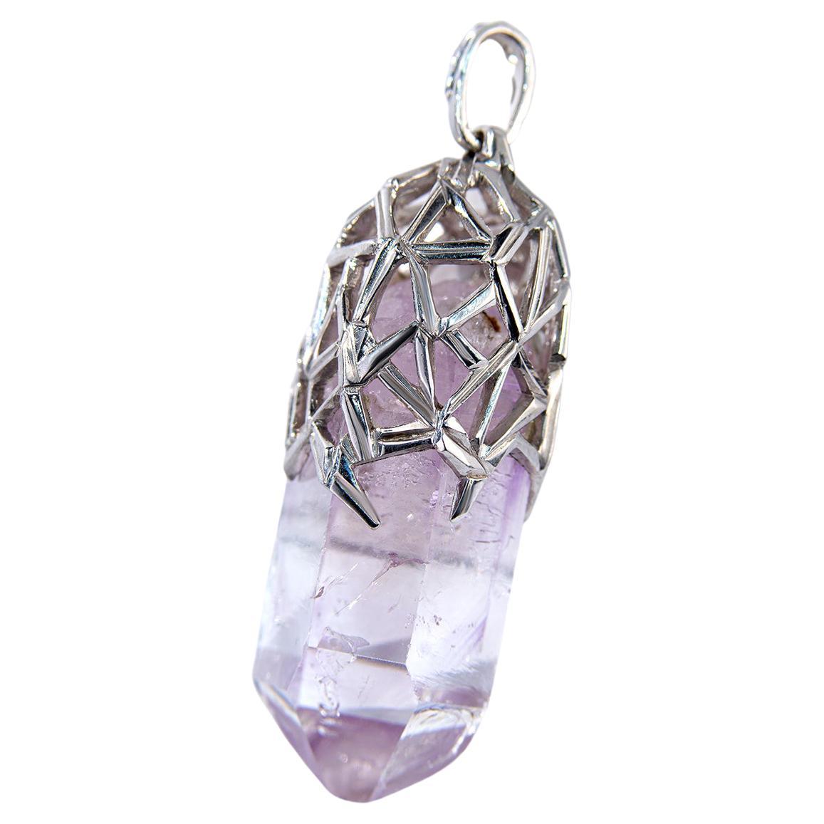 Amethyst Crystal Pendant Purple Magic Healing Energy Unisex Necklace For Sale
