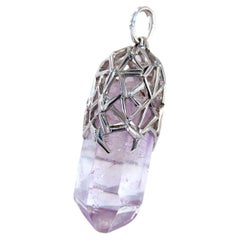 Used Amethyst Crystal Pendant Purple Magic Healing Energy Unisex Necklace