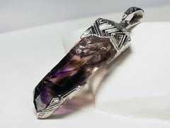 Amethyst Crystal Silver Pendant Raw Unisex Jewelry Natural Brandberg Grima slyle