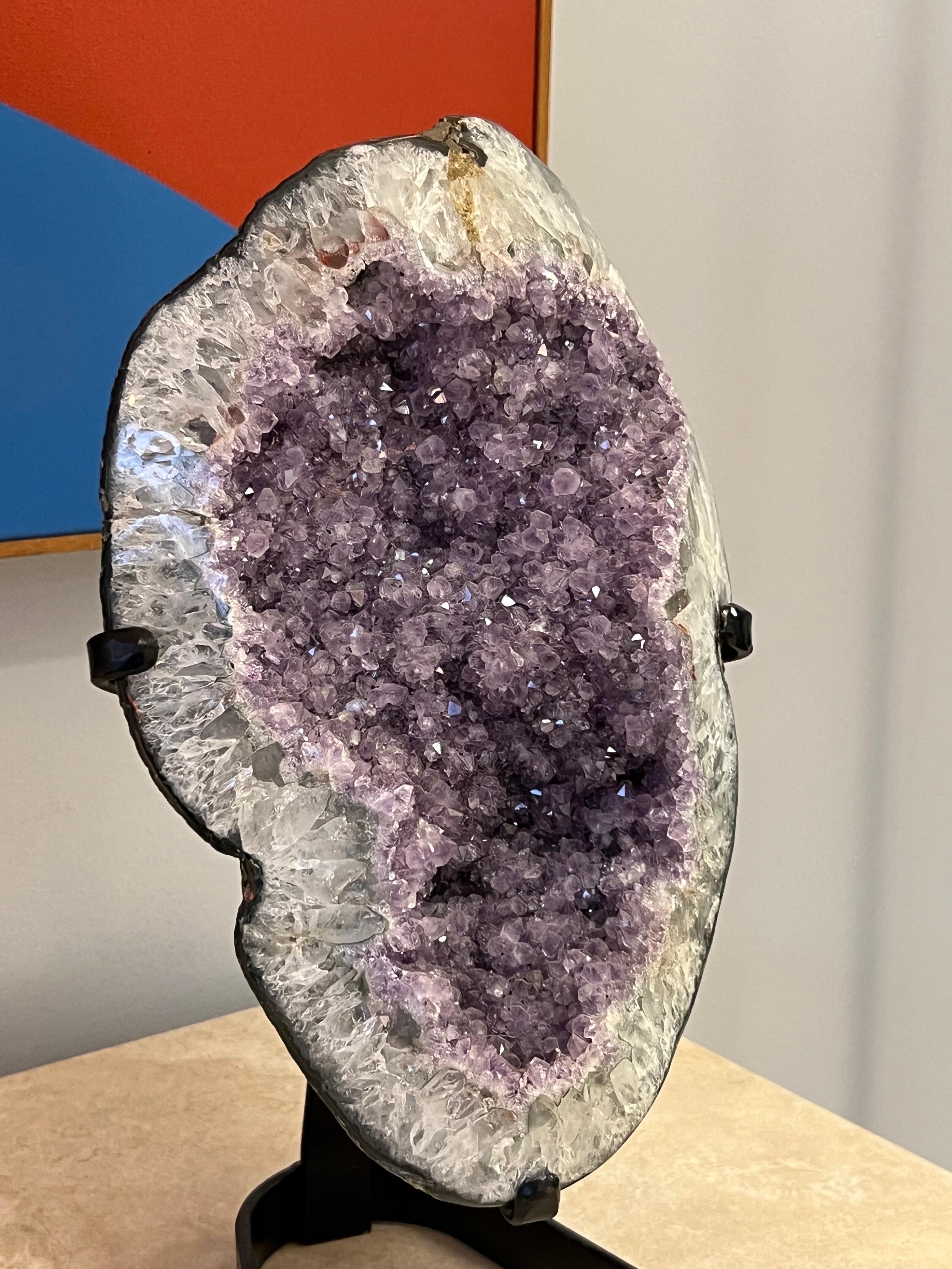 Amethyst Crystal Specimen on Stand In Good Condition For Sale In Miami, FL