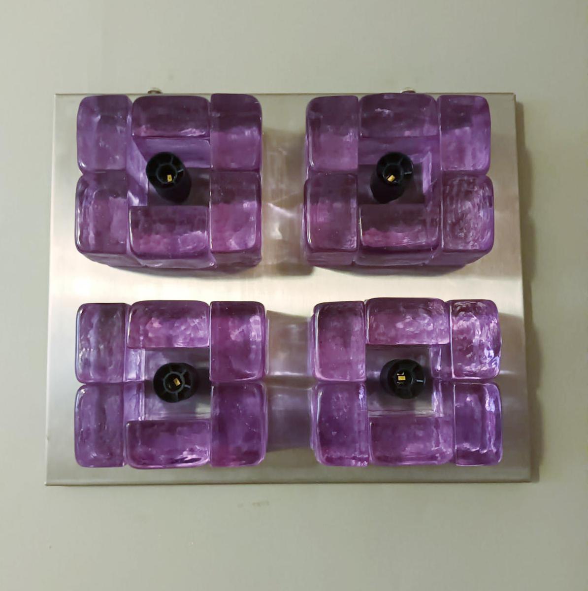 Mid-Century Modern Amethyst Cube Sconces / Flush Mounts by Poliarte - 3 Available For Sale