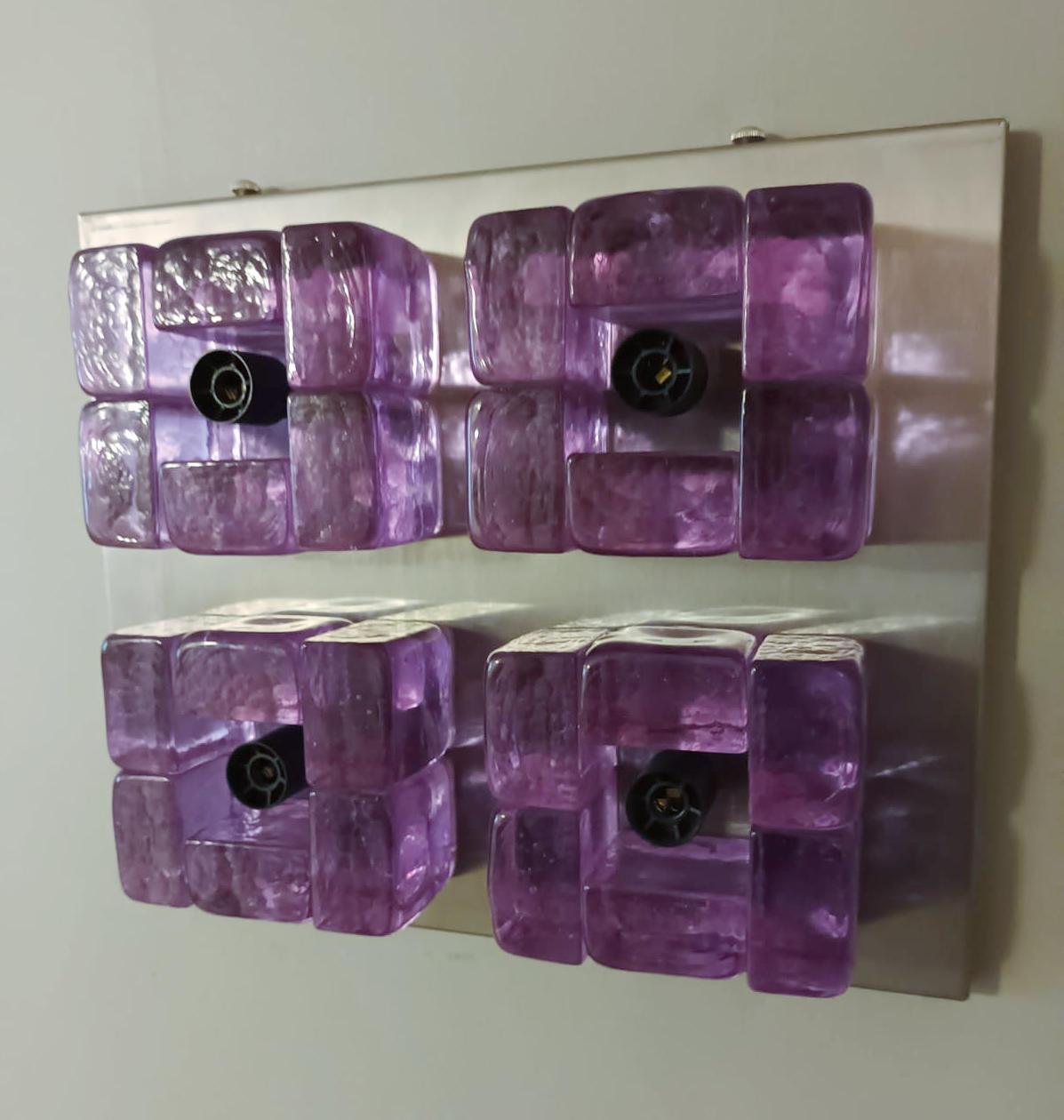 Italian Amethyst Cube Sconces / Flush Mounts by Poliarte - 3 Available For Sale