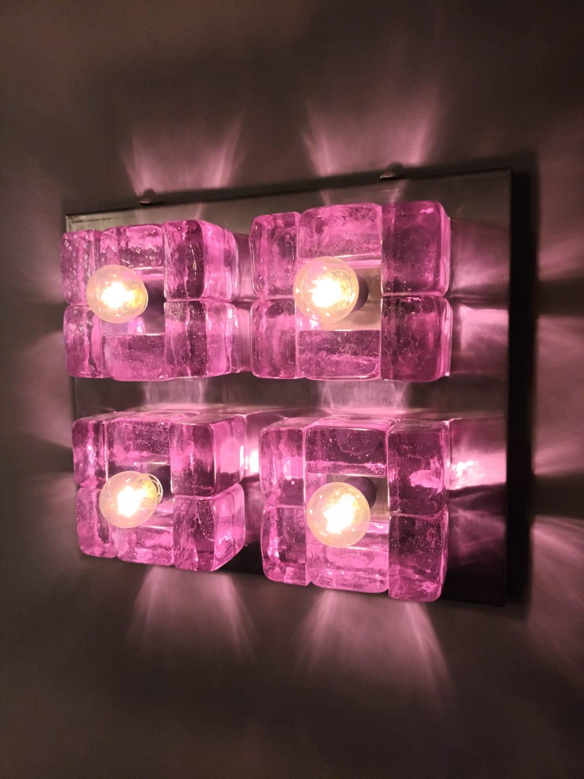 20th Century Amethyst Cube Sconces / Flush Mounts by Poliarte - 3 Available For Sale