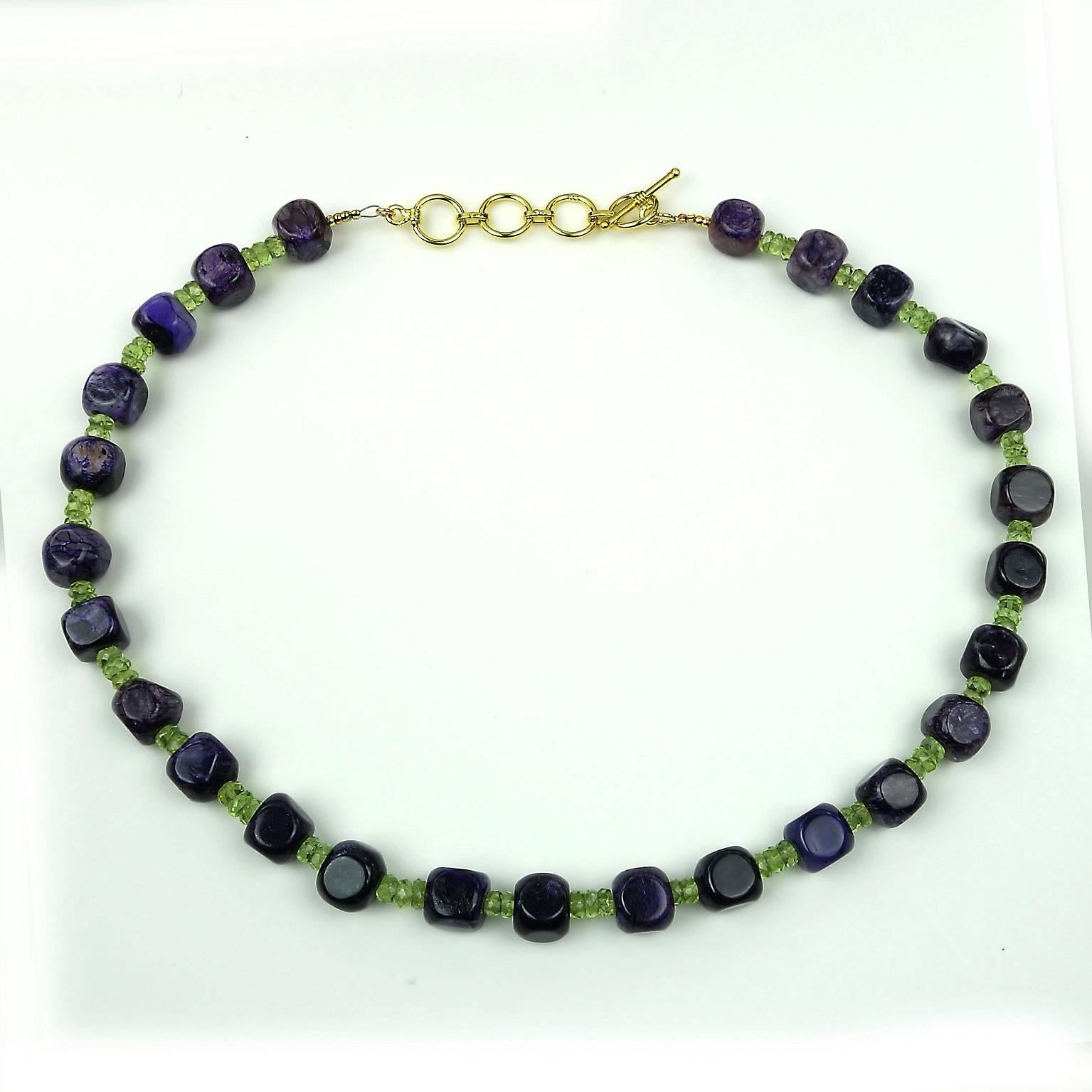 Women's or Men's AJD Amethyst Cubes with Peridot accents Necklace February Birthstone