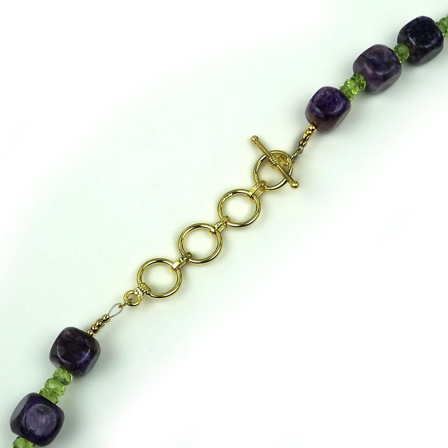 AJD Amethyst Cubes with Peridot accents Necklace February Birthstone 1
