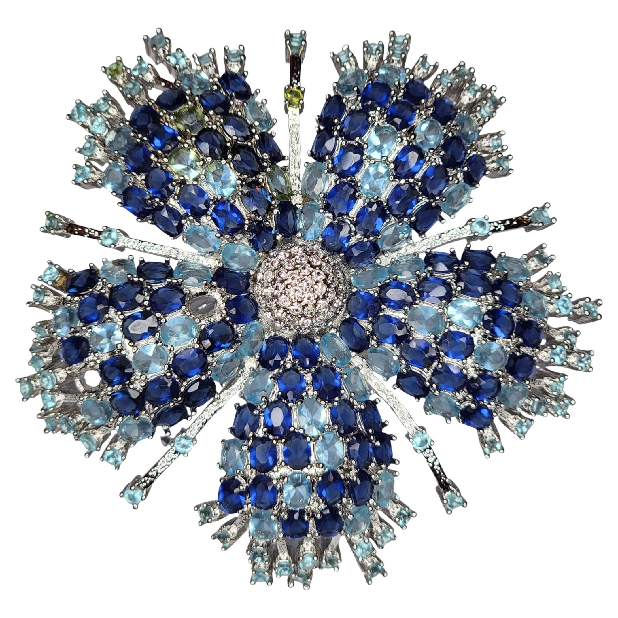 Colgante Broche Floral Amatista Circonita Cúbica Chapado en Oro Rosa