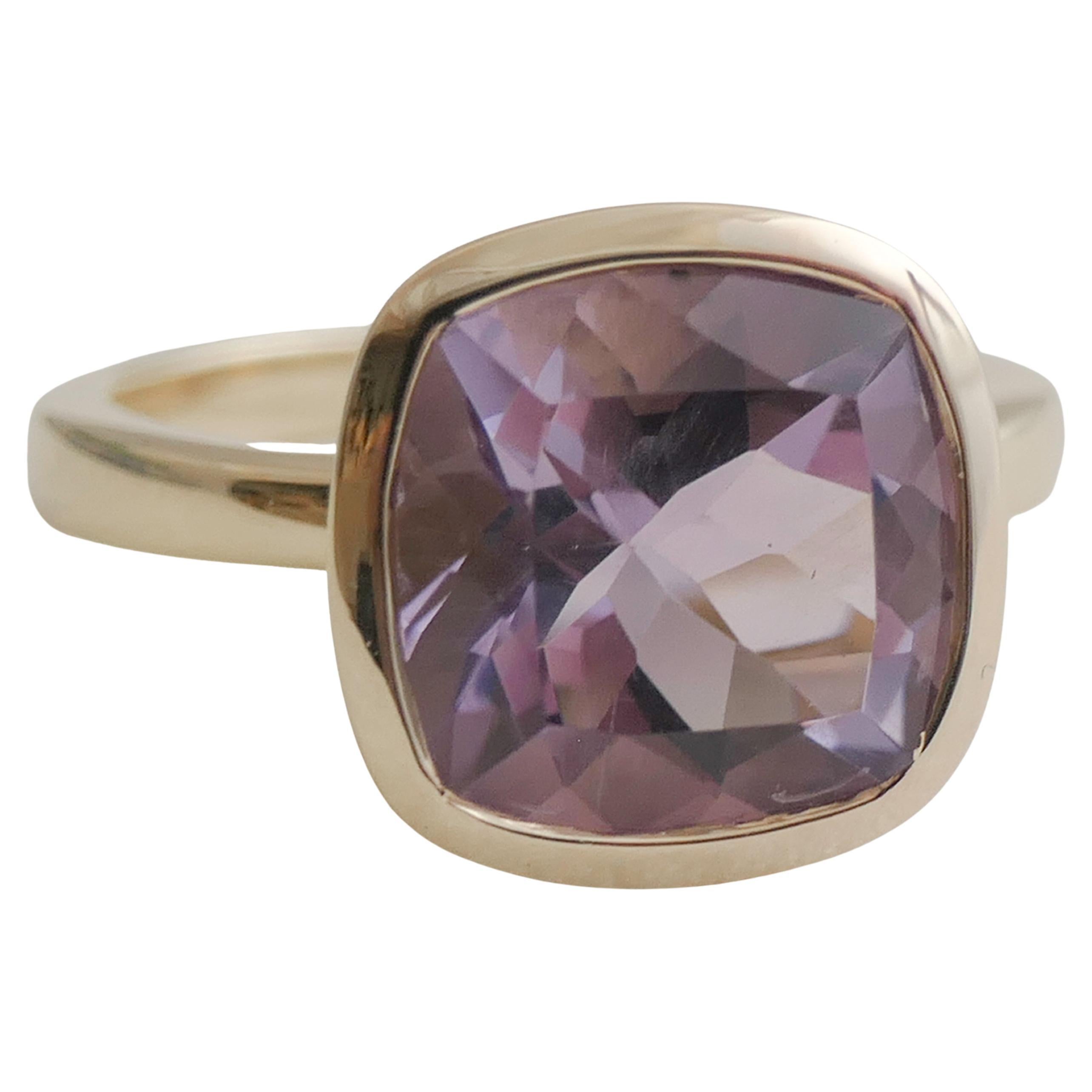 Amethyst Cushion Cut Vergoldeter Sterling Silber Ring