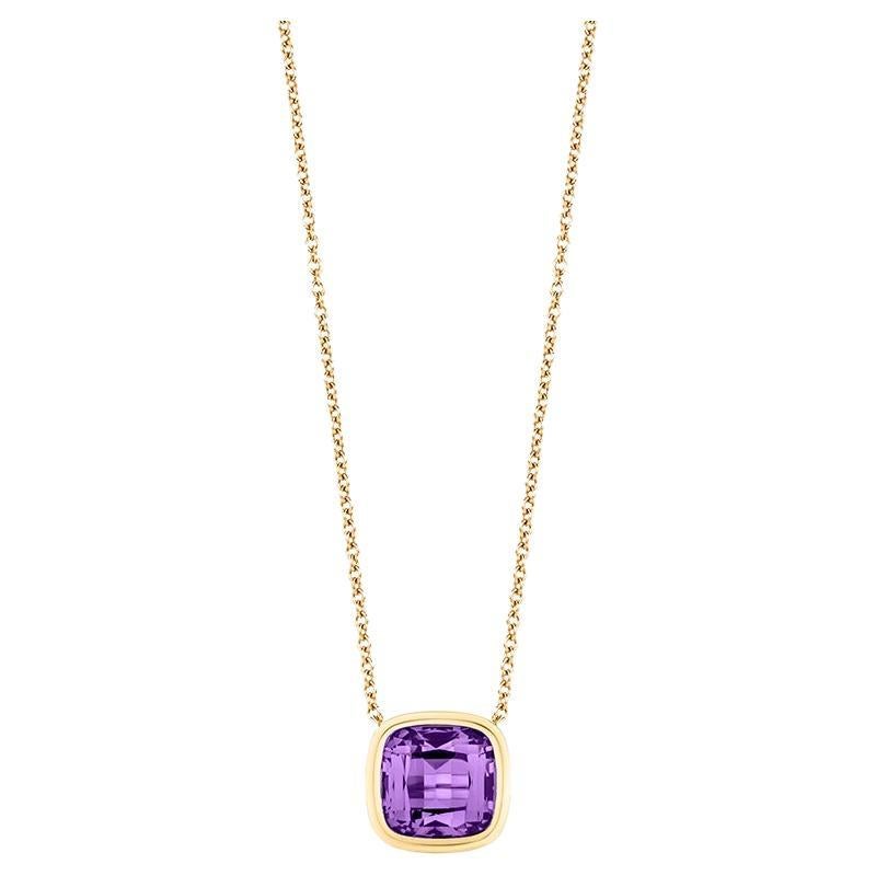Amethyst Cushion Pendant in 18K Yellow Gold