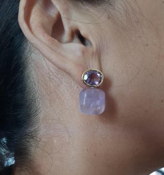 Amethyst Cushion Shape Amethyst Oval Faceted 14k Solid Yellow Gold Stud Earrings