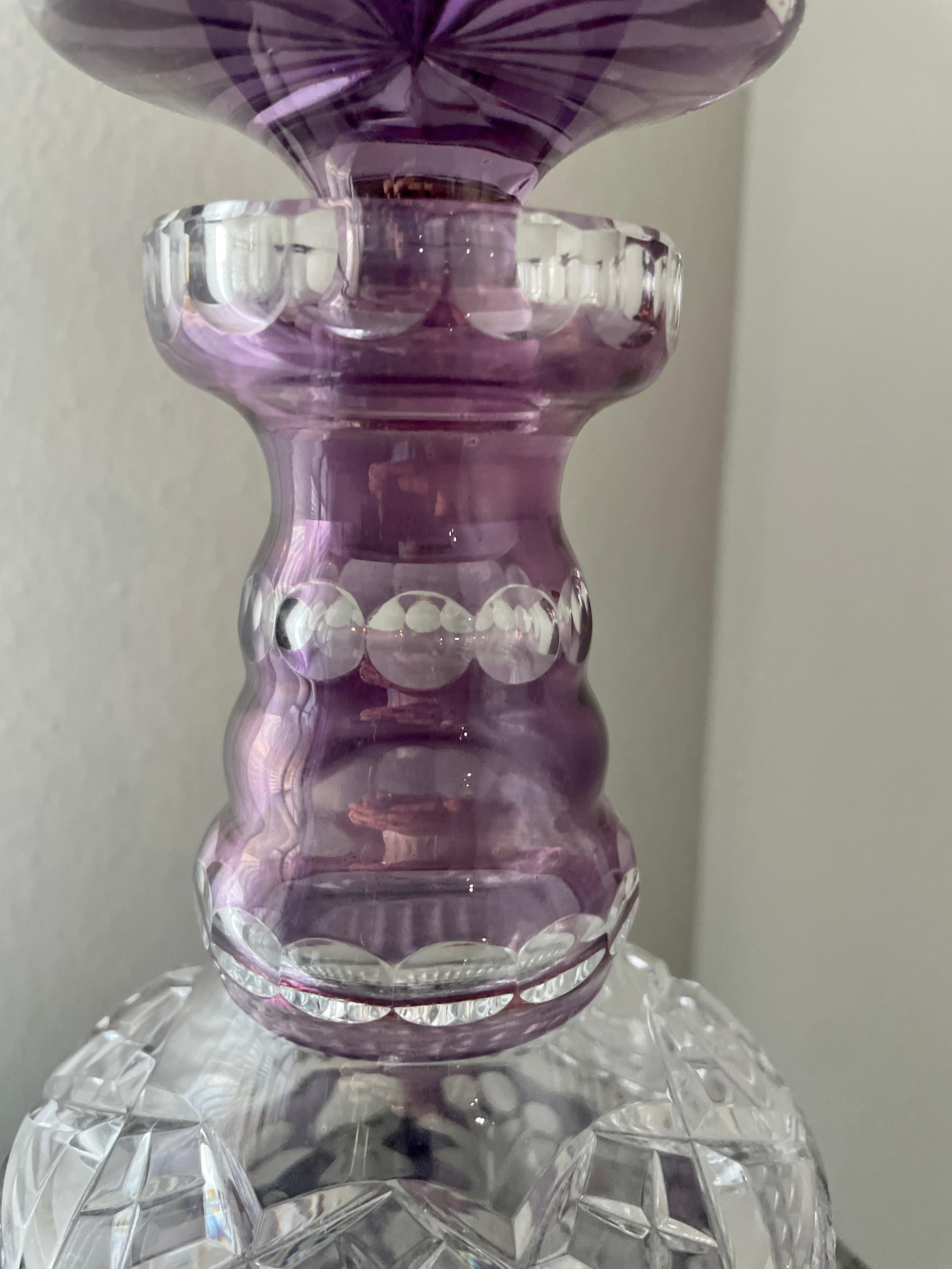 Amethyst Cut To Clear Crystal Decanter For Sale 1