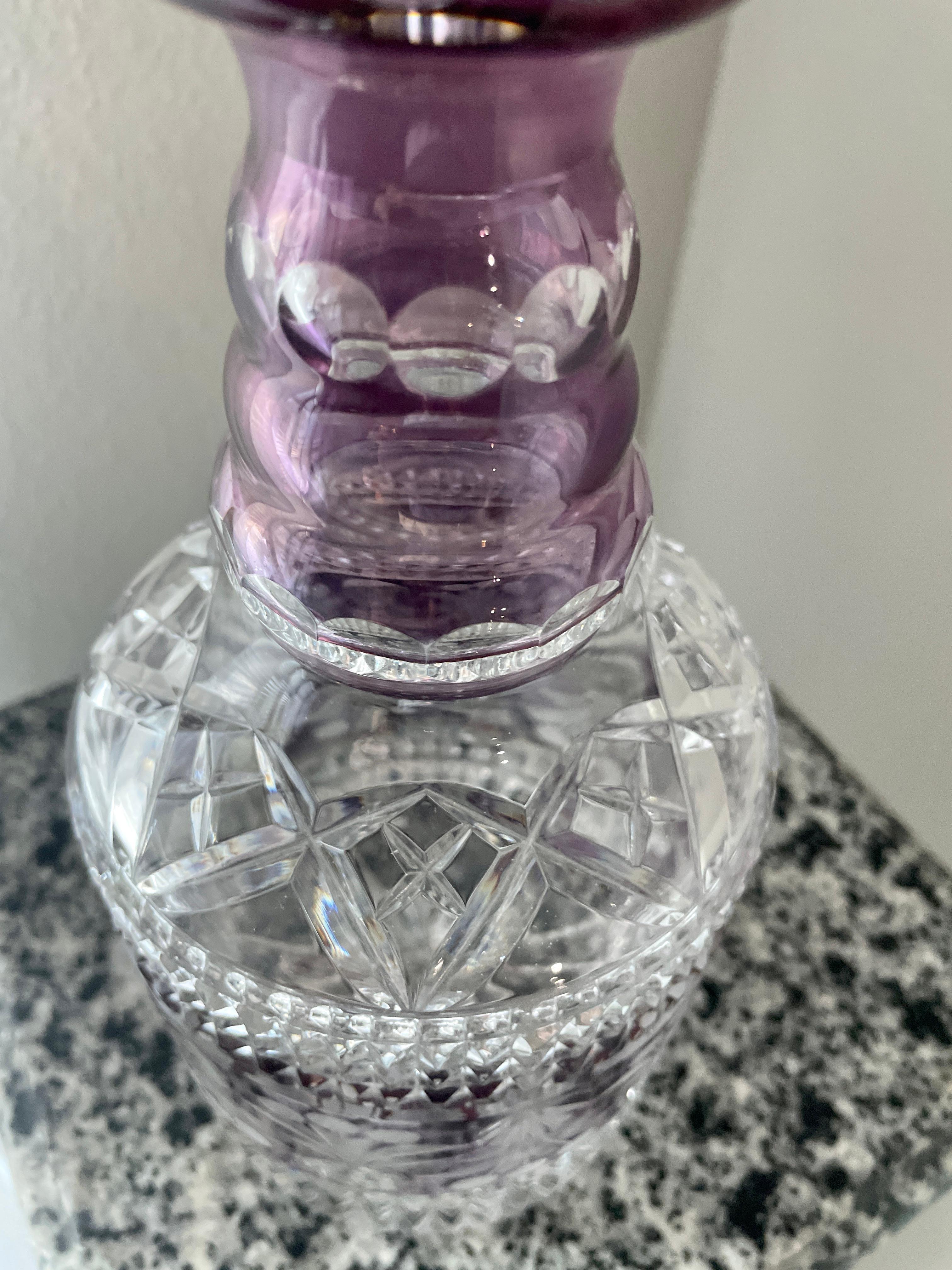 Amethyst Cut To Clear Crystal Decanter For Sale 2