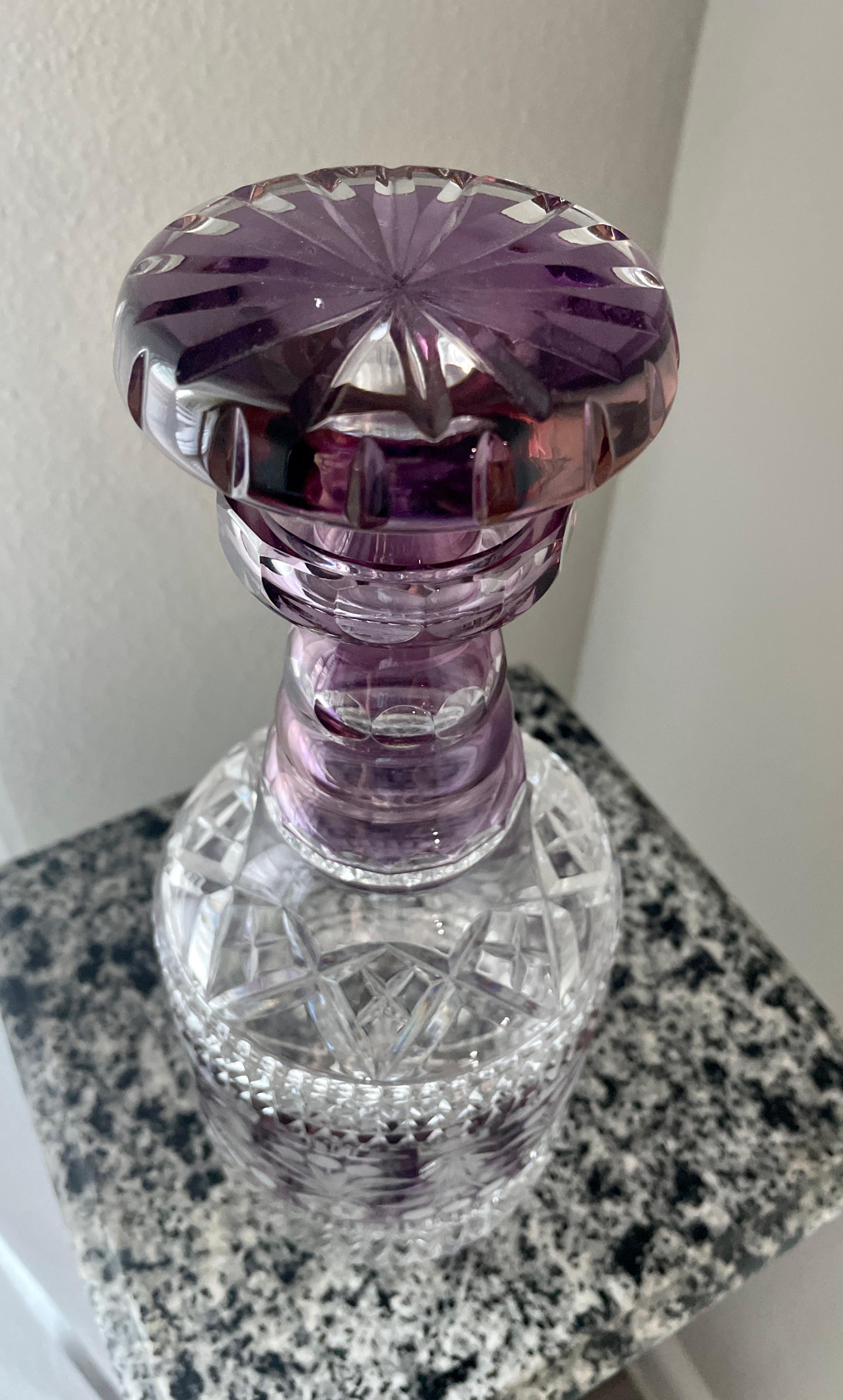 Amethyst Cut To Clear Crystal Decanter For Sale 3