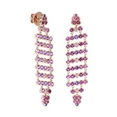 Sunita Nahata Amethyst 7.47ct. Drop Earrings with Tourmaline & Diamond in 18KRG.
