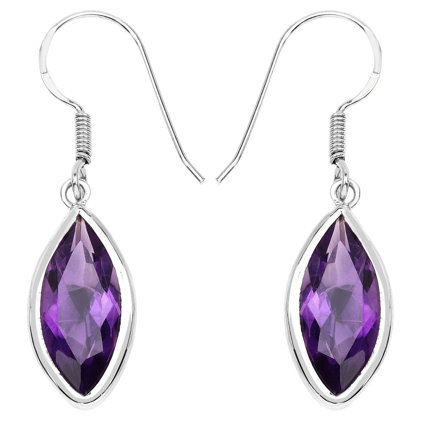 Amethyst Dangle Earrings 8.14 Carats Sterling Silver