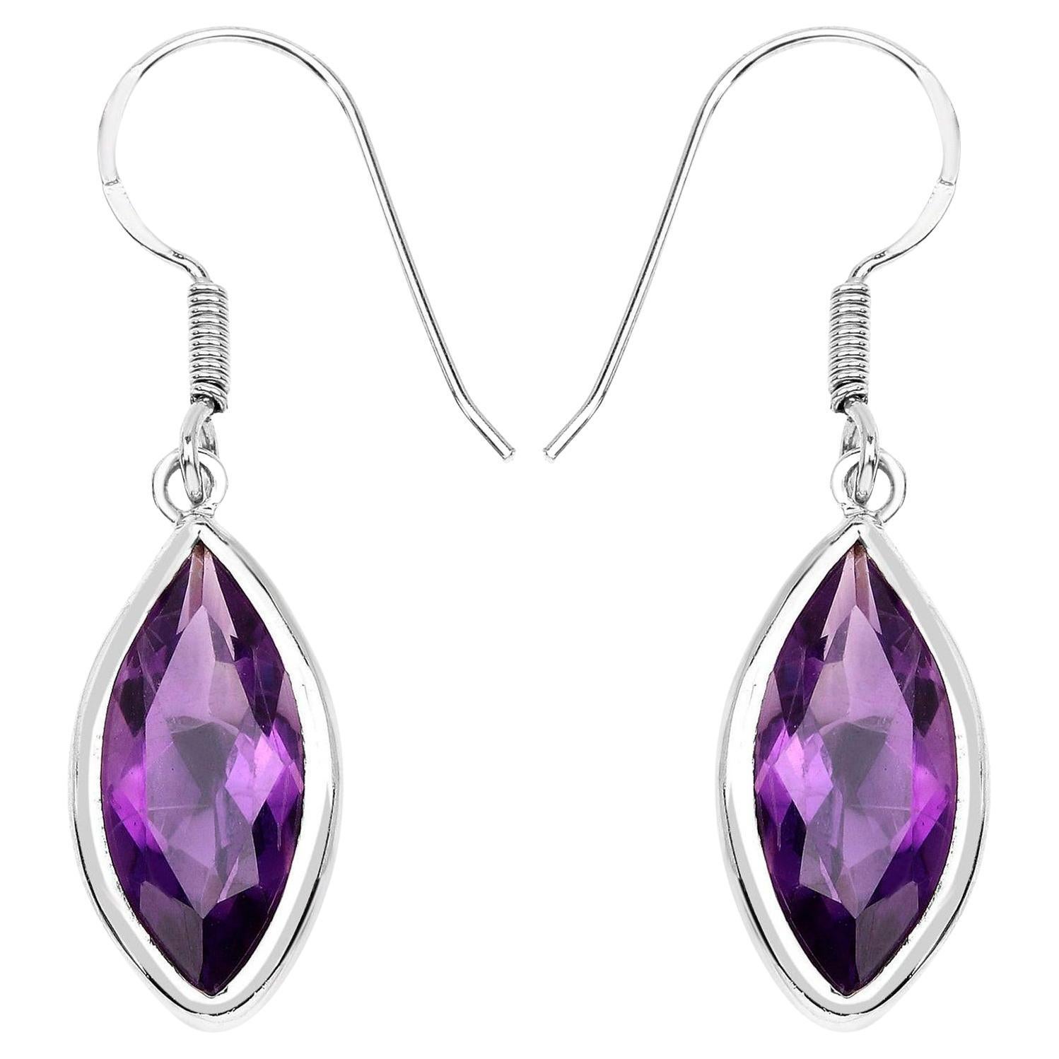 Amethyst Dangle Earrings 8.14 Carats Sterling Silver
