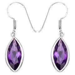 Amethyst Dangle Earrings 8.14 Carats Sterling Silver