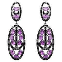 Pendants d'oreilles avec spinelles noires de 12 carats