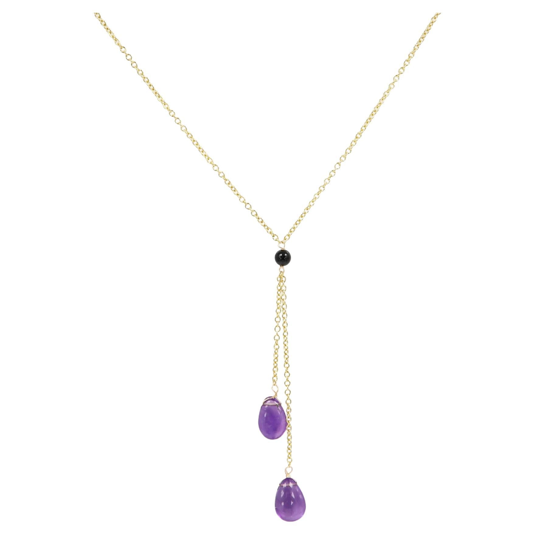 Collier pendentif Améthyste Or jaune 14k Elegant Purple Drop (#3)