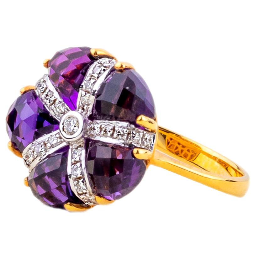 Amethyst-Diamantring in 14 Karat Gold