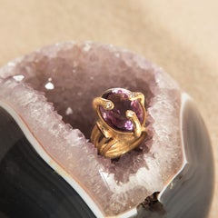 Amethyst Diamond 18 Karat Yellow Gold Cleopatra Ring