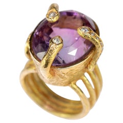 Amethyst Diamant 18 Karat Gelbgold Kleopatra Ring