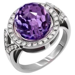 Amethyst Diamond 18K White Gold Exclusive Ring for Her