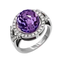 Amethyst Diamond 18K White Gold Exclusive Ring for Her