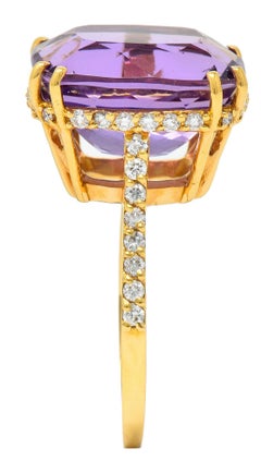 Amethyst Diamond 20 Karat Rose Gold Cocktail Ring