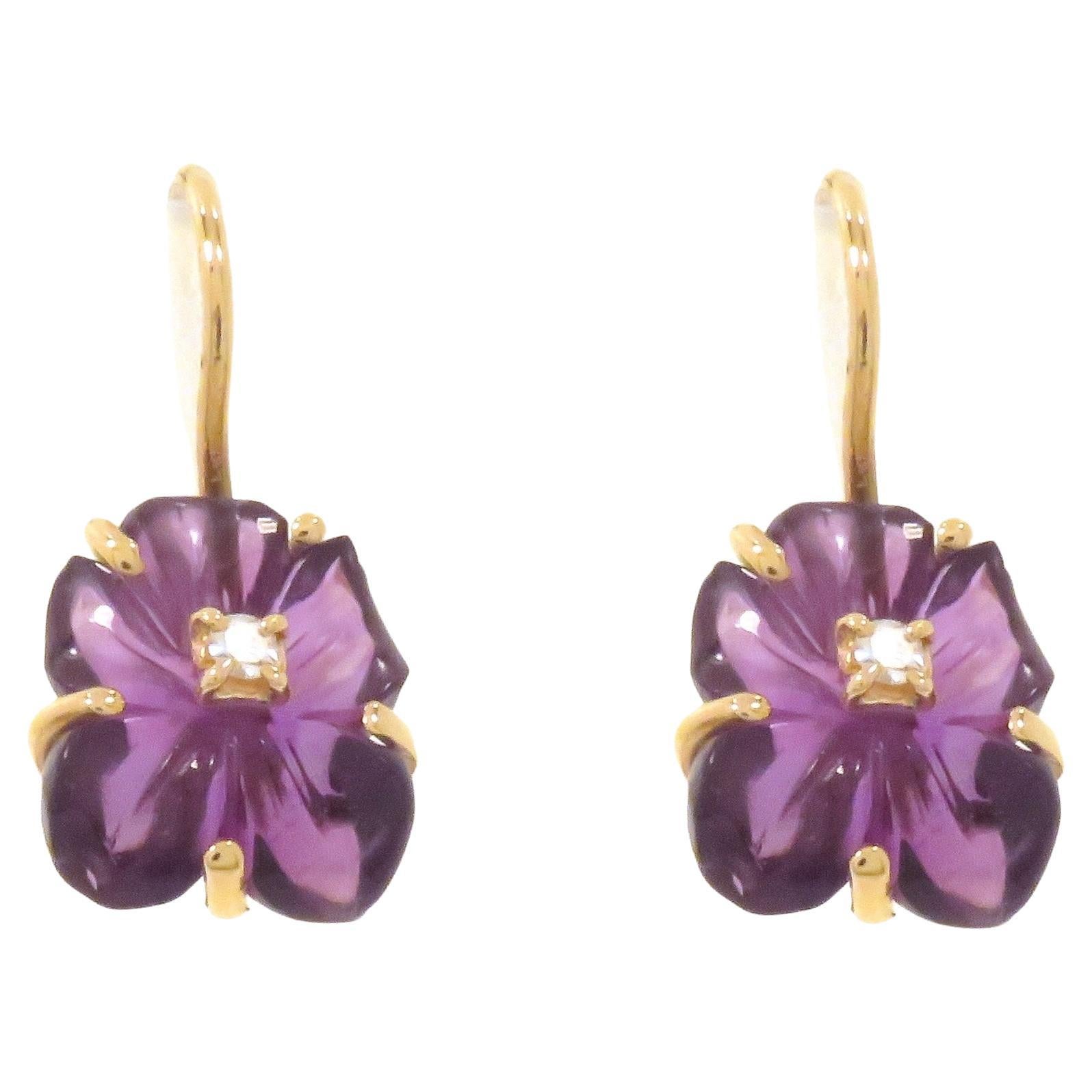 Brown Diamonds Rubies Rock Crystal Rose Gold Earrings Handcrafted in ...