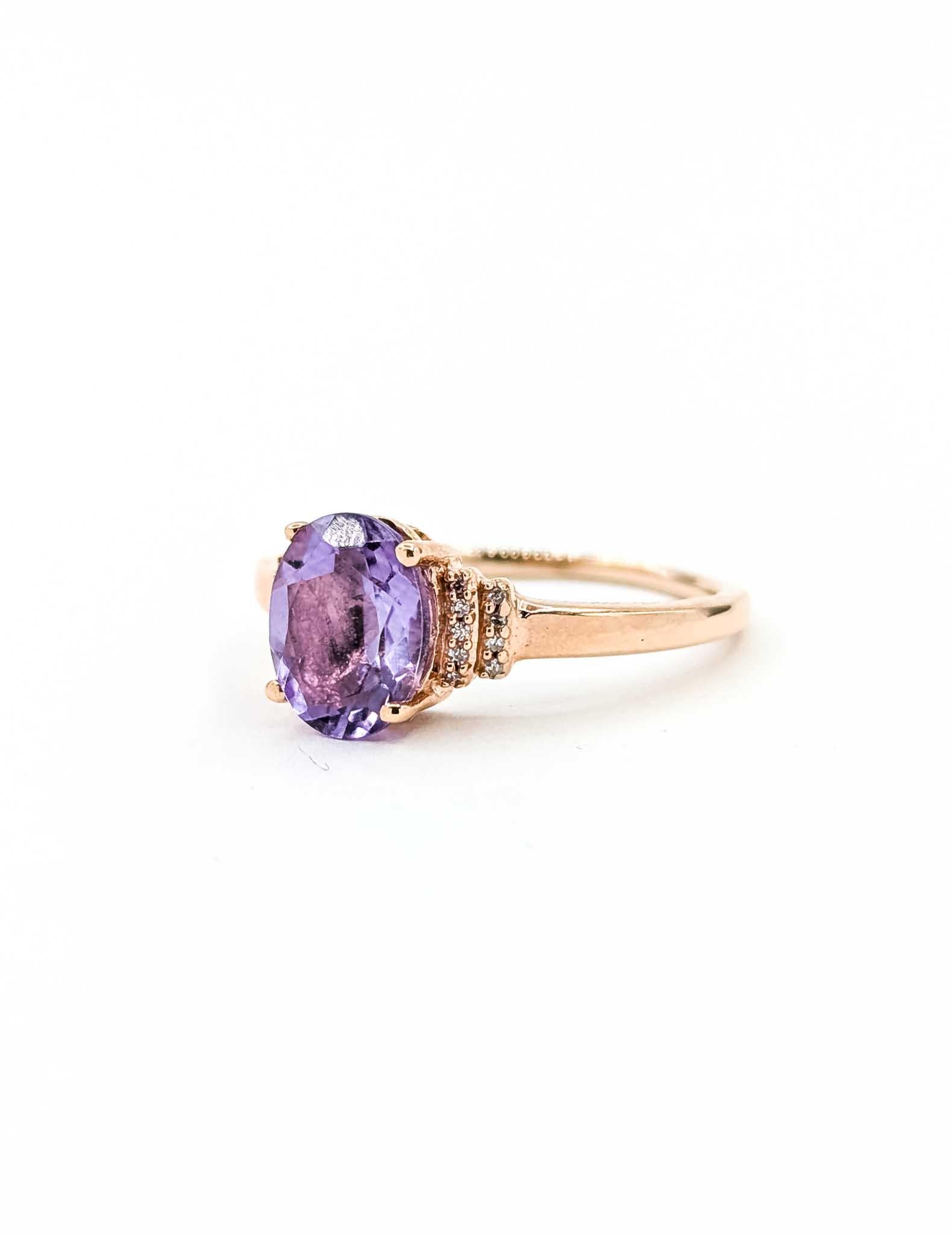 Contemporaneo Amethyst & Diamond Accented Ring in 10k Rose Gold in vendita