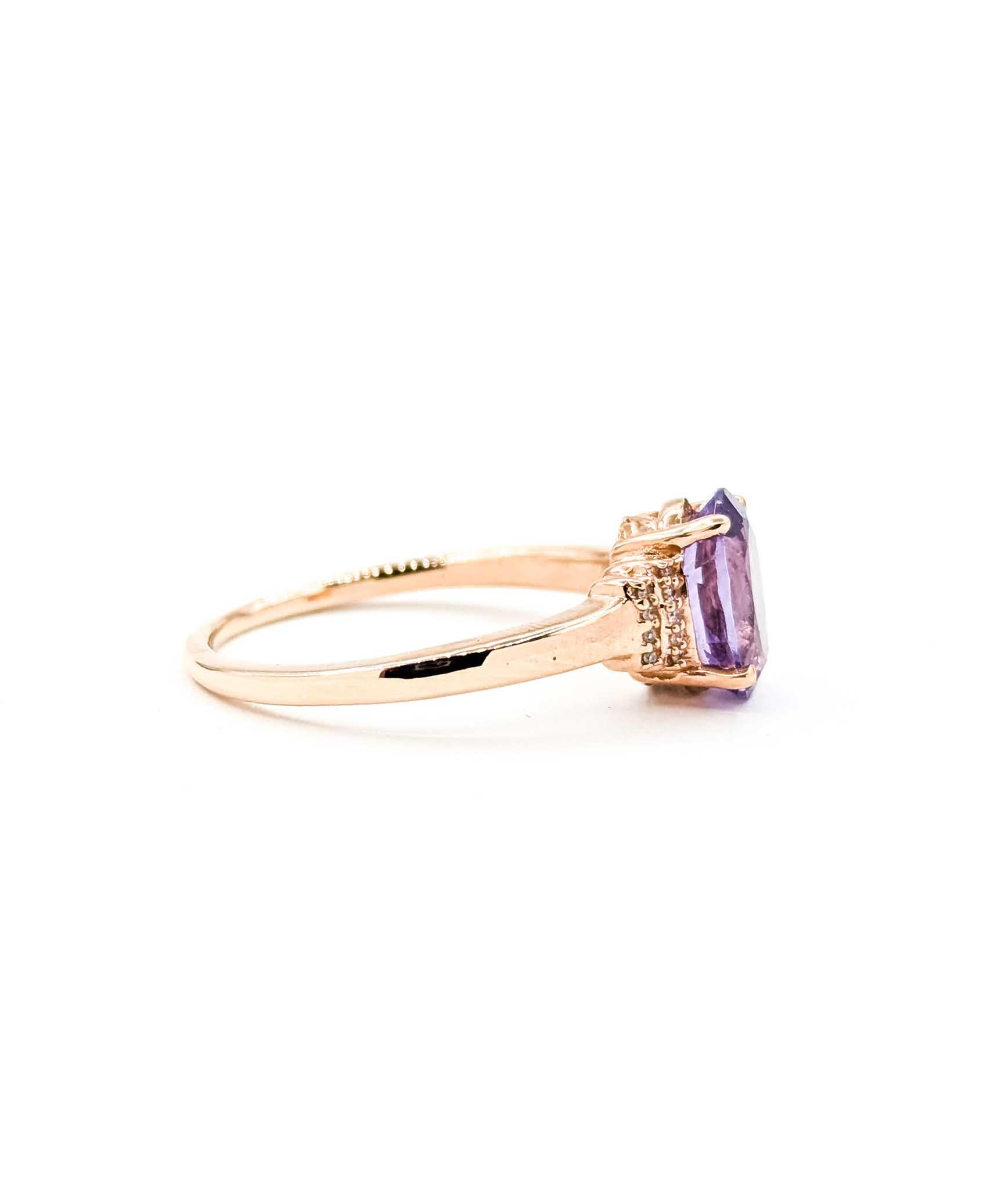 Amethyst & Diamond Accented Ring in 10k Rose Gold in vendita 1