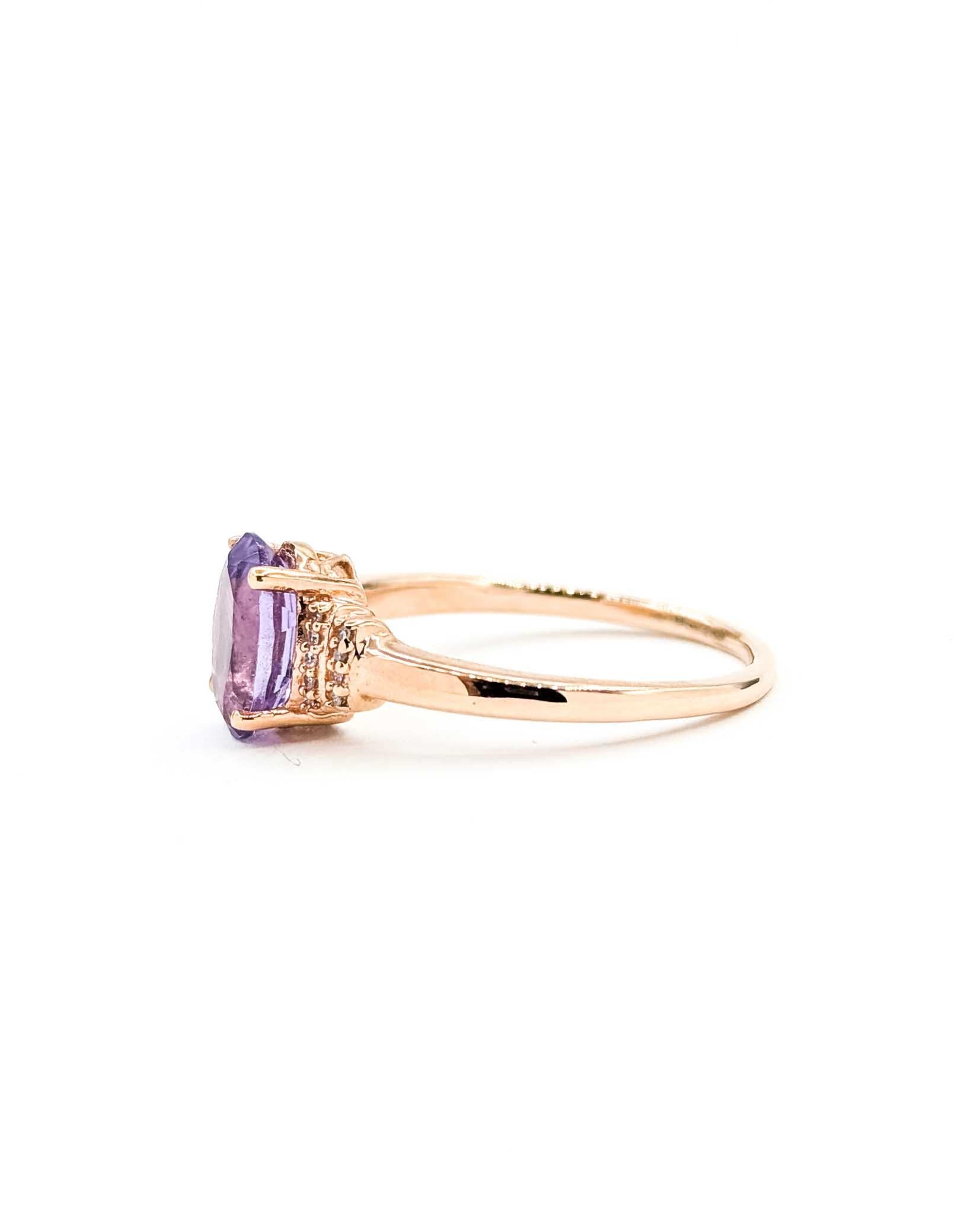 Amethyst & Diamond Accented Ring in 10k Rose Gold in vendita 3