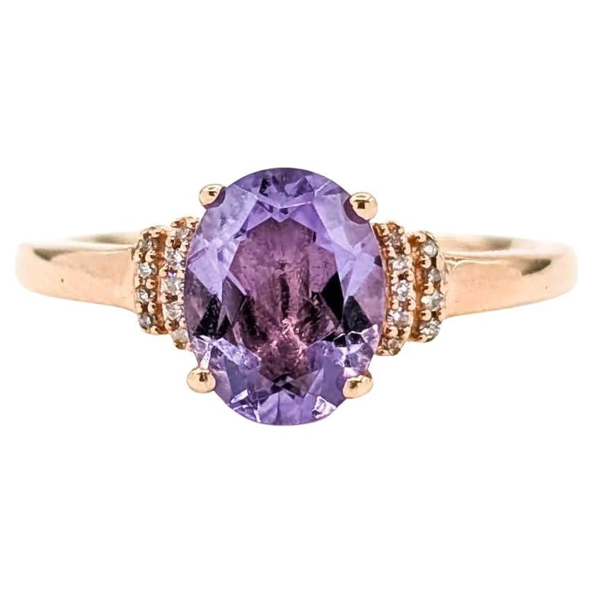 Amethyst & Diamond Accented Ring in 10k Rose Gold in vendita