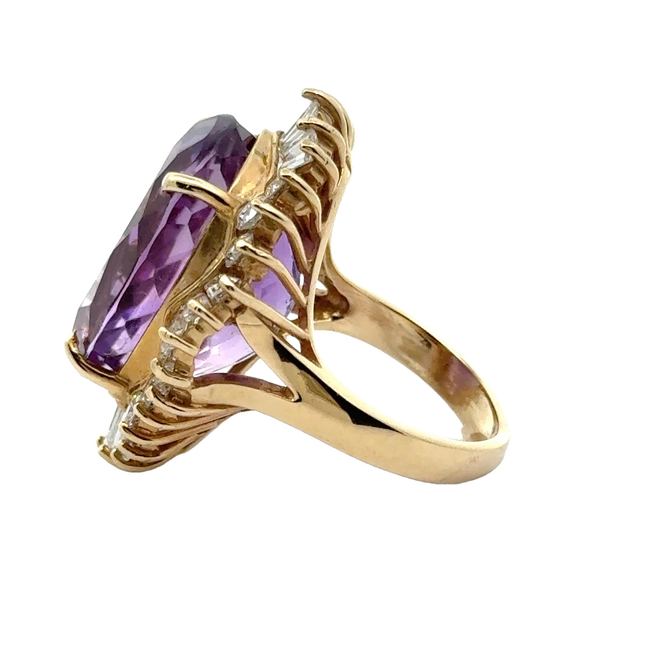 Anillo Bailarina Vintage Amatista, Diamante y Oro 14K en Bueno estado para la venta en Derby, NY