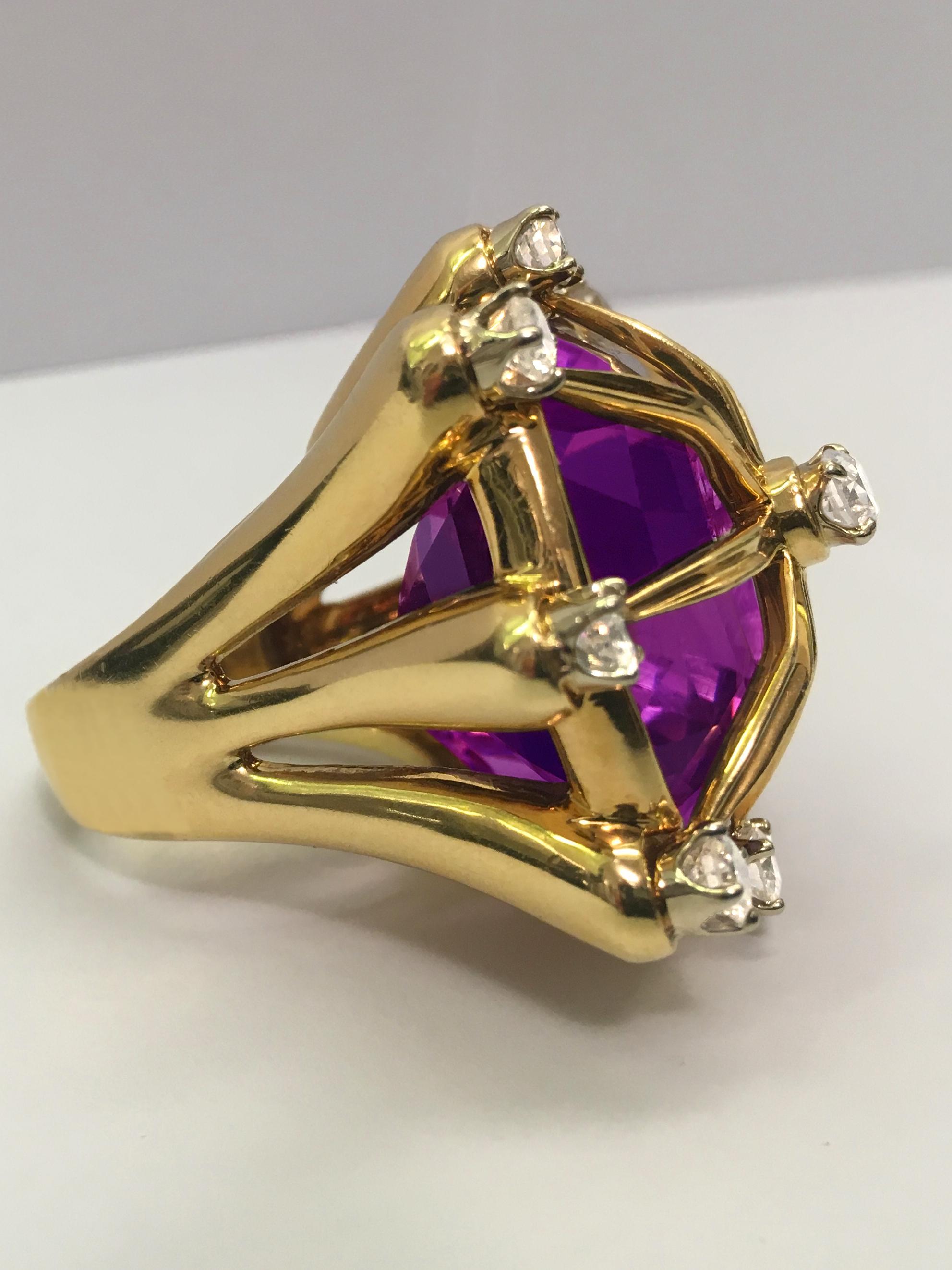 Amethyst, Diamond and 18 Karat Gold Ring by Tony Duquette In Excellent Condition For Sale In New York, NY