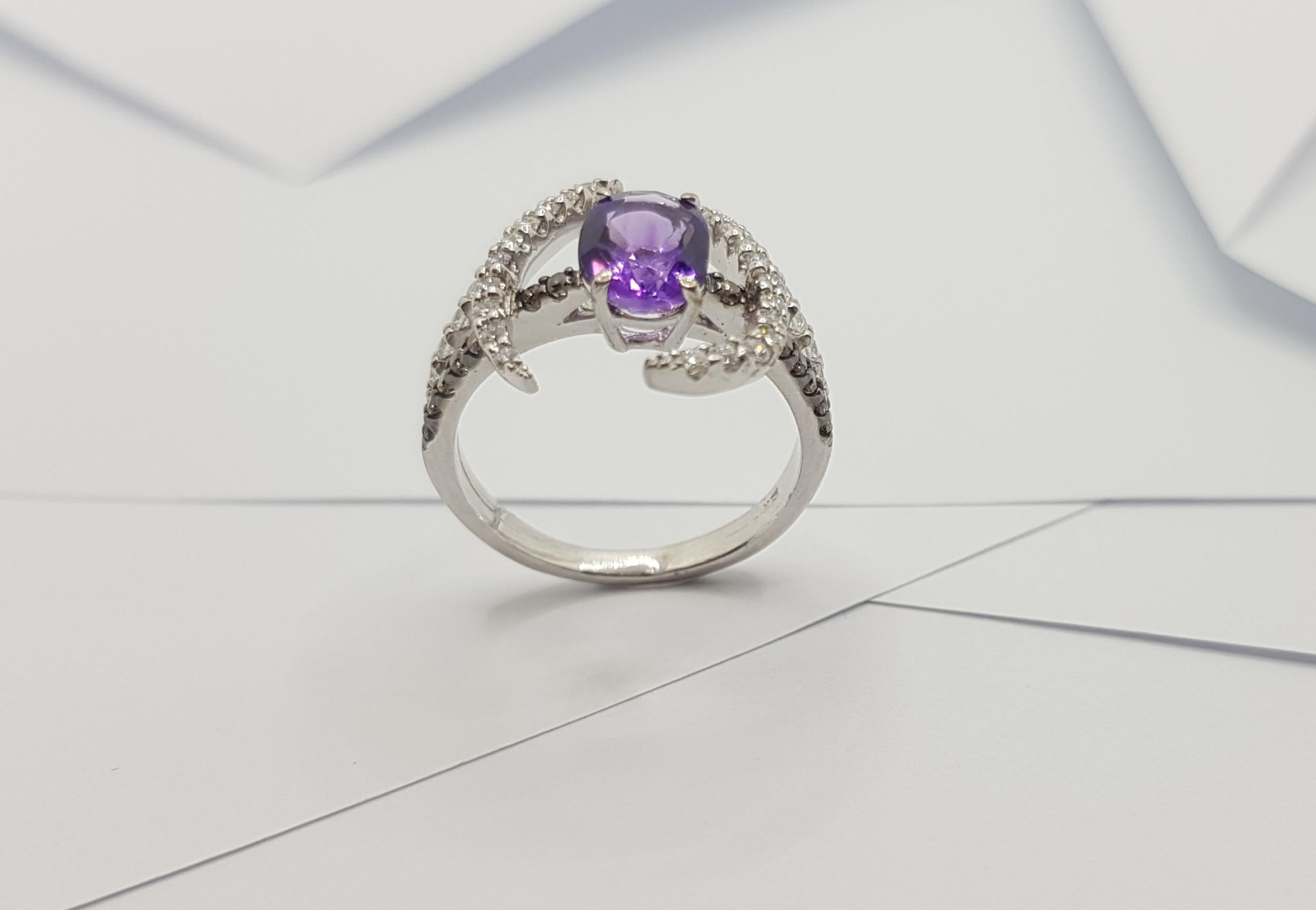 Bague en or blanc 18 carats avec améthyste, diamant et diamant brun de Kavant & Sharart en vente 5