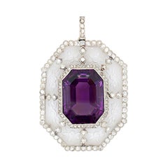 Antique Amethyst Diamond and Rock Crystal Pendant, France, ca. 1910s