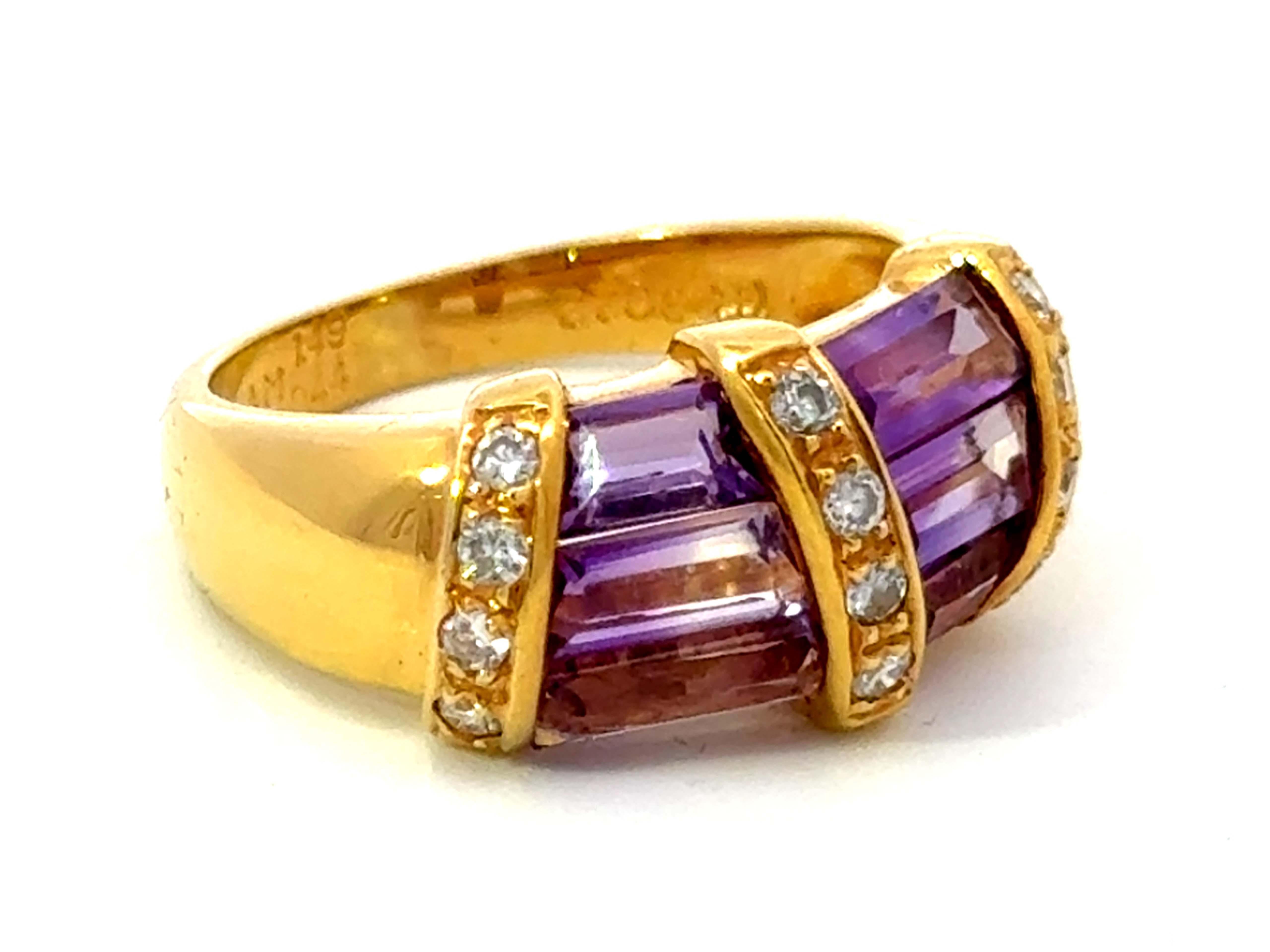 Amethyst-Diamant-Ring aus 18 Karat Gelbgold (Moderne) im Angebot