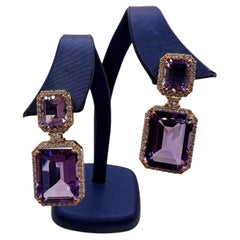 Amethyst & Diamond cocktail earrings 14KT gold