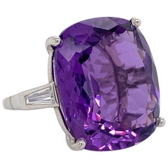 HARBOR D. Amethyst Diamond Cocktail Ring 20 Carat 14 Karat White Gold