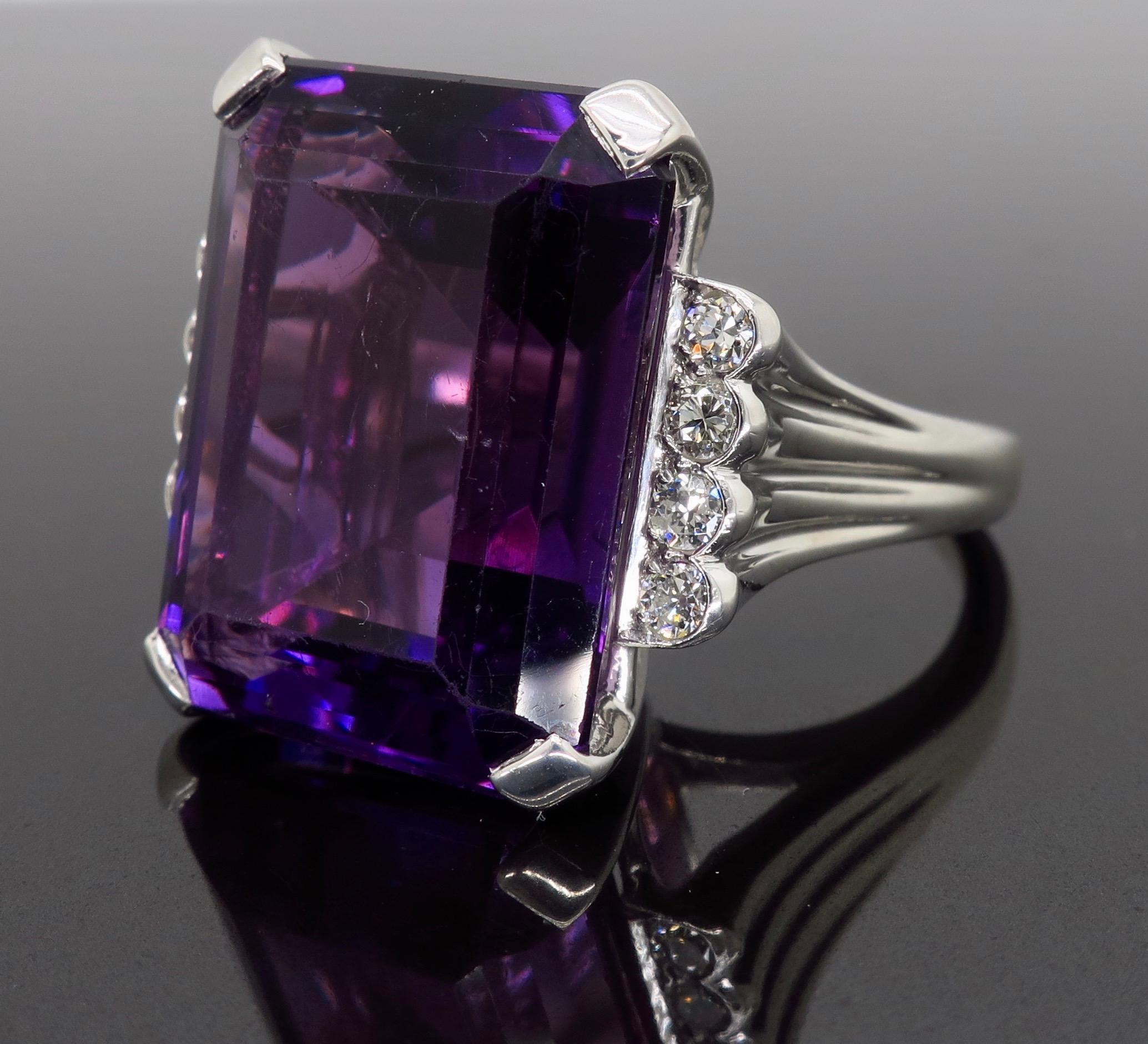 Amethyst and Diamond Cocktail Ring For Sale 5