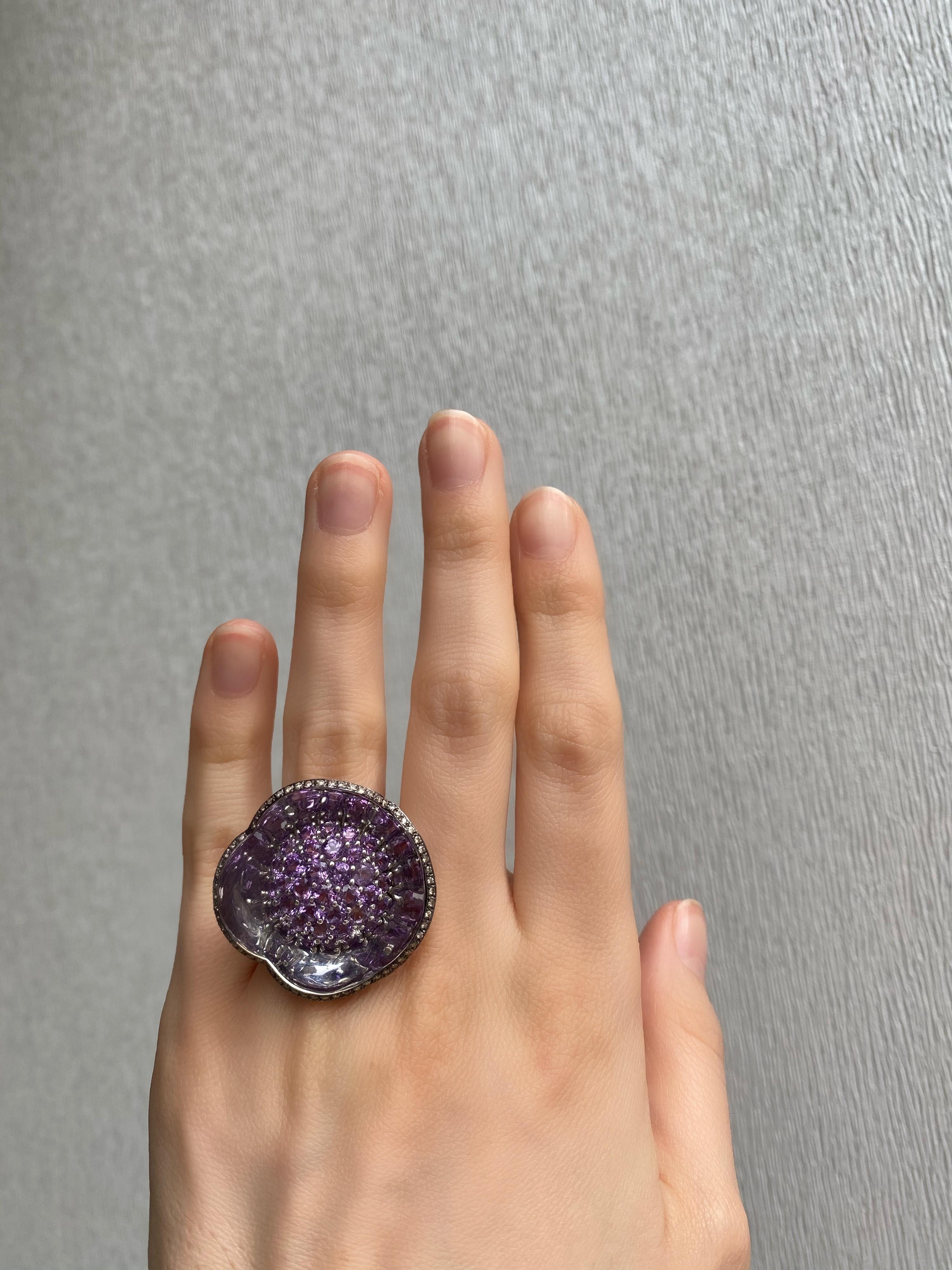 Amethyst Diamond Cocktail Ring For Sale 5
