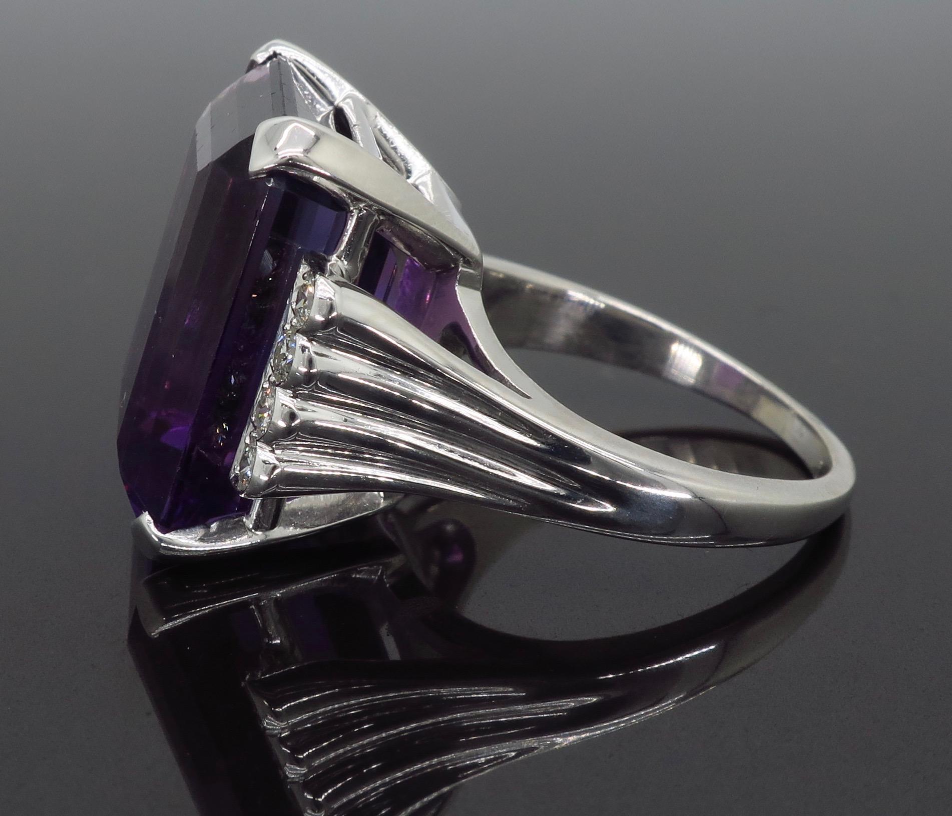 Amethyst and Diamond Cocktail Ring In Excellent Condition For Sale In Webster, NY