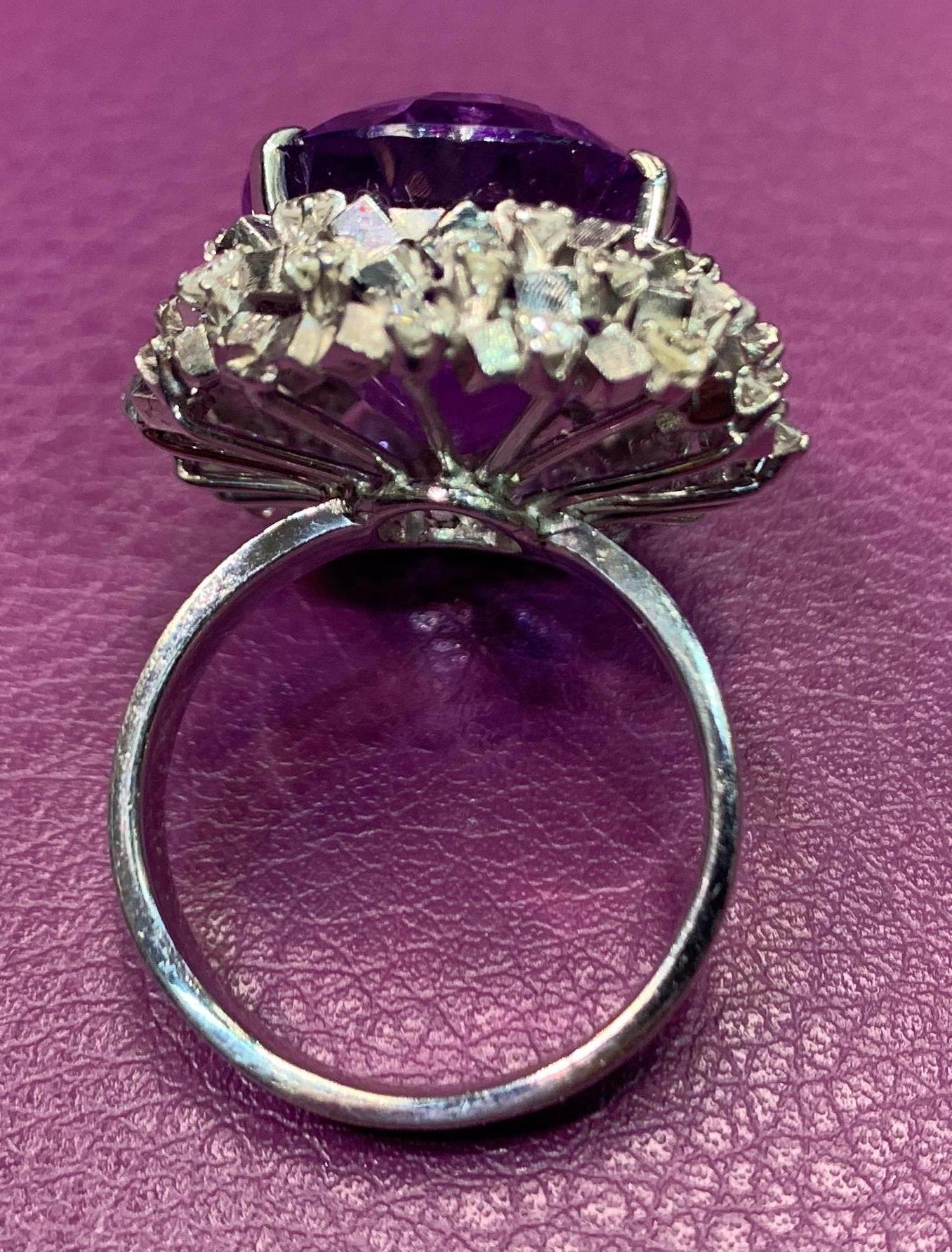 Amethyst and Diamond Cocktail Ring In Excellent Condition In New York, NY