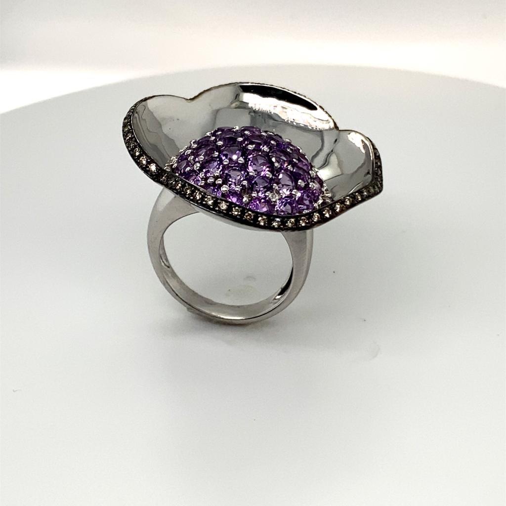 Amethyst Diamond Cocktail Ring In Excellent Condition For Sale In New York, NY