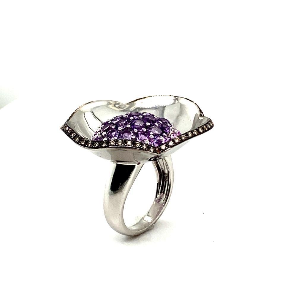 Amethyst Diamond Cocktail Ring For Sale 1