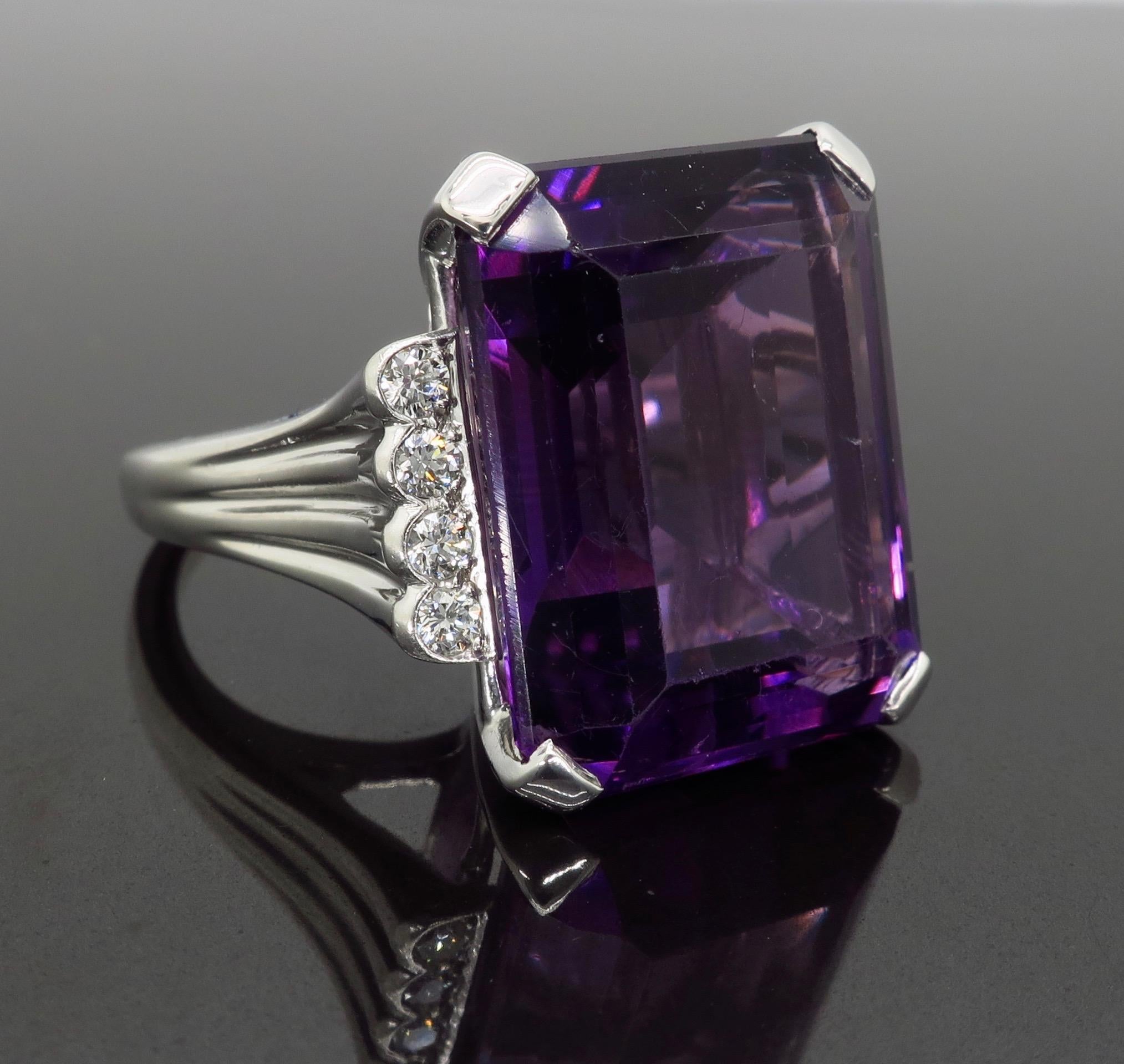 Amethyst and Diamond Cocktail Ring For Sale 2