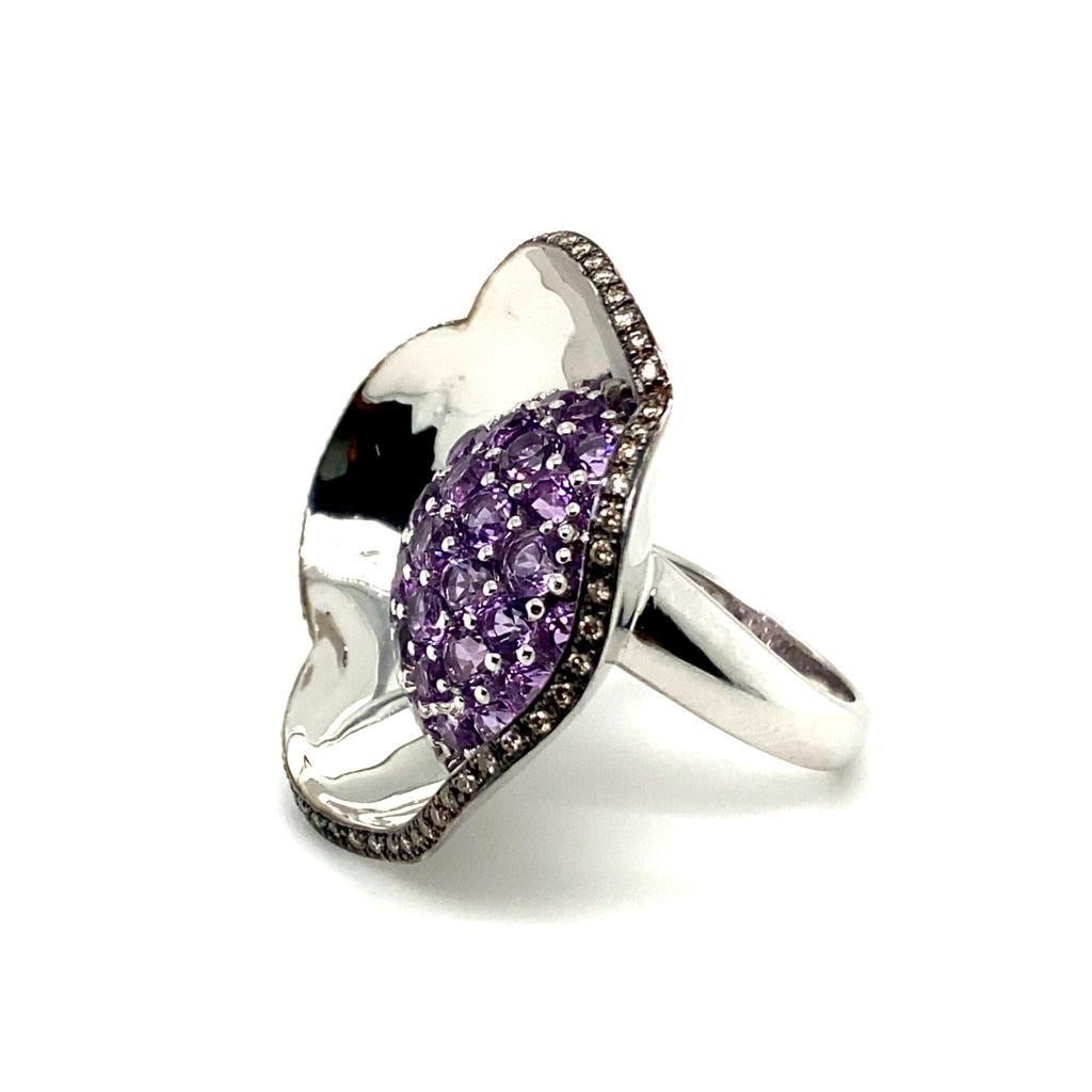 Amethyst Diamond Cocktail Ring For Sale 2