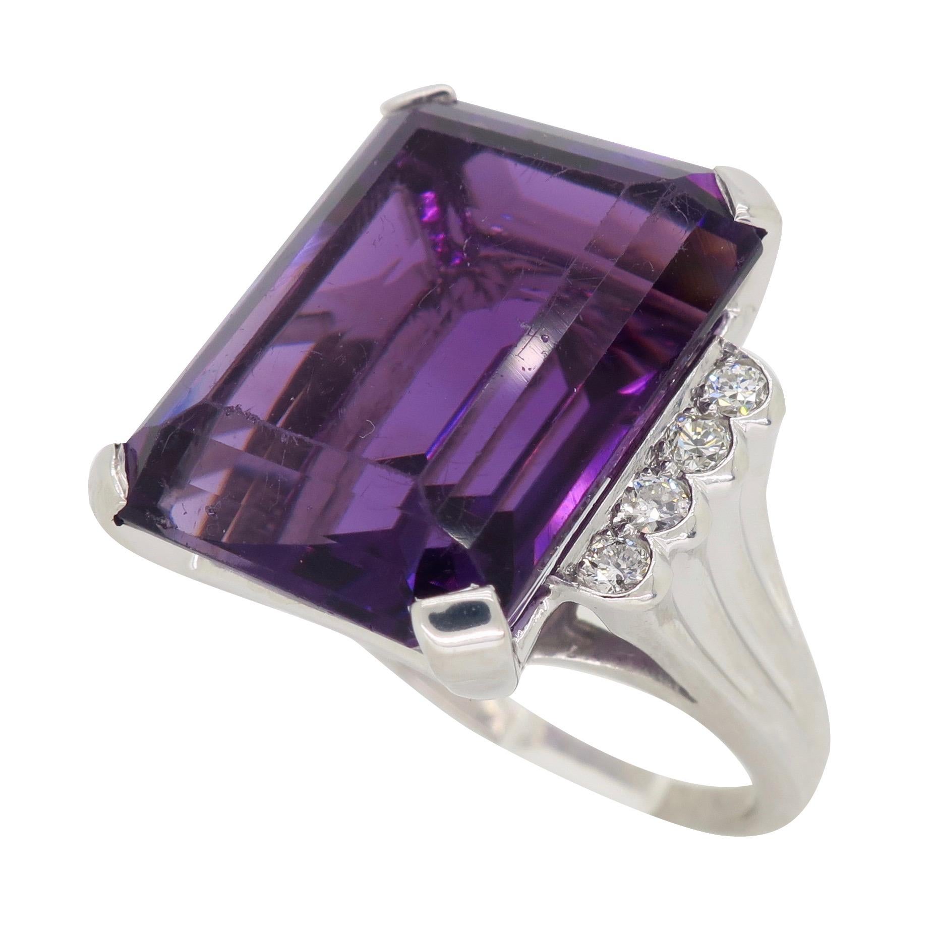 Amethyst and Diamond Cocktail Ring For Sale 3