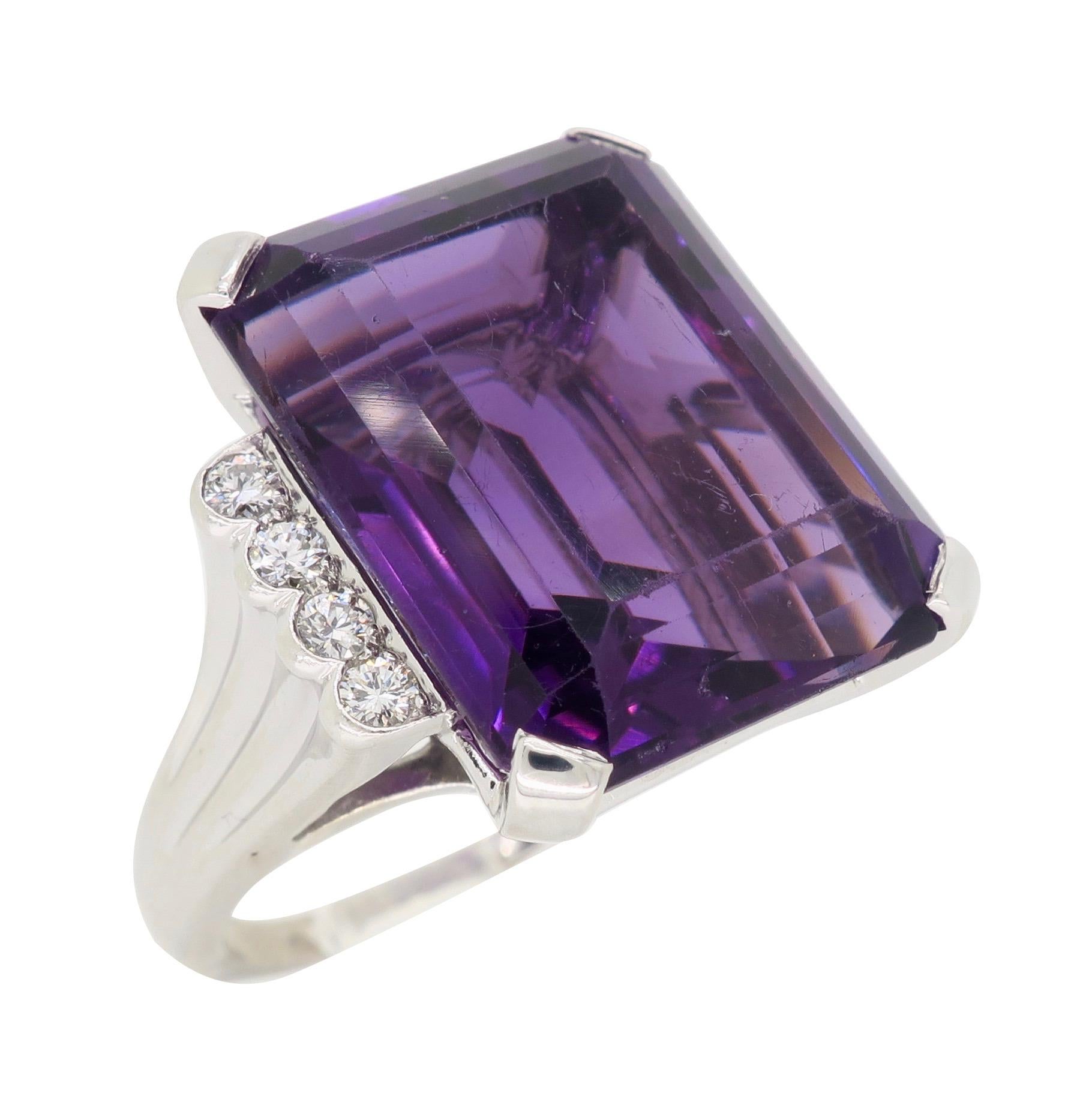 Amethyst and Diamond Cocktail Ring For Sale 4